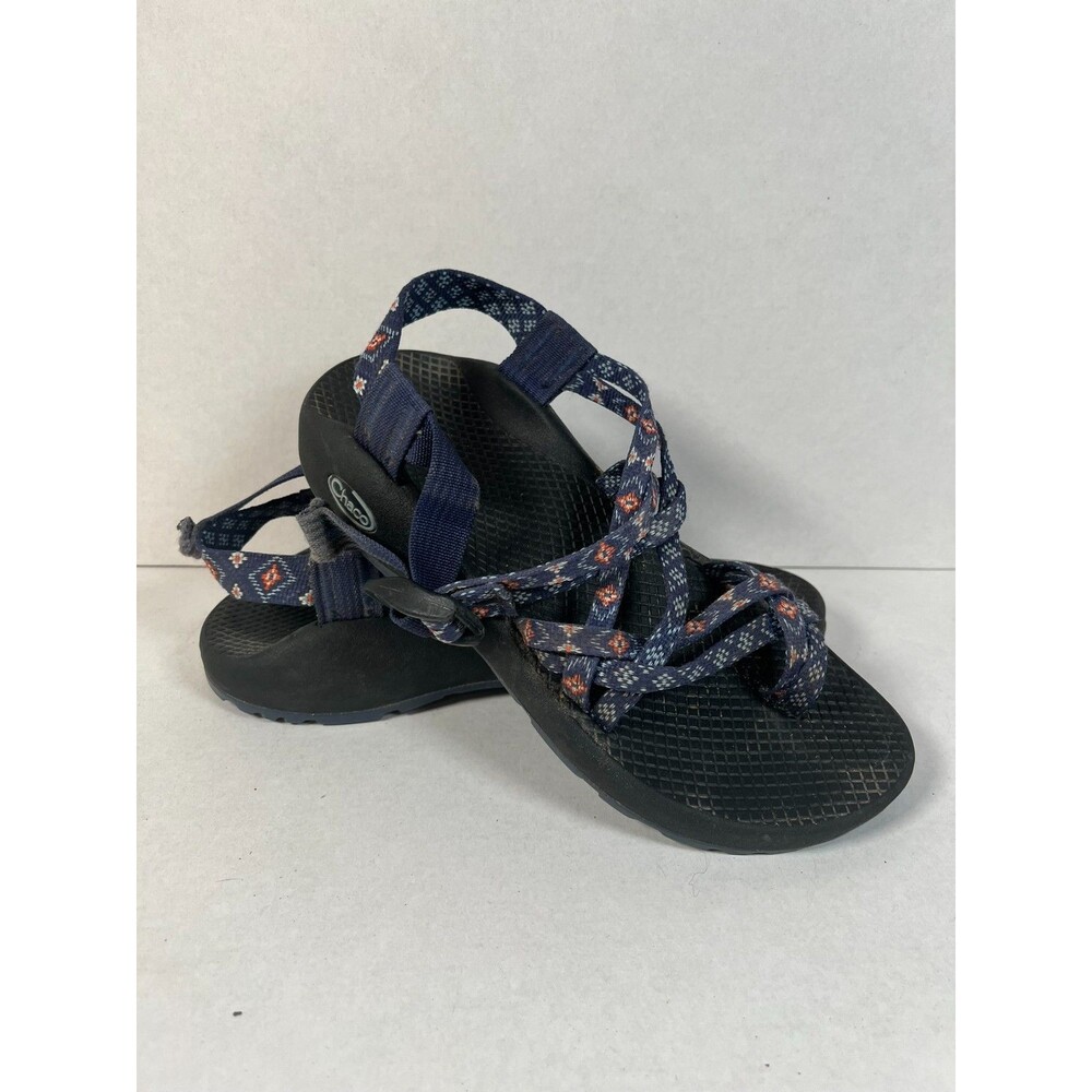Chaco ZX2 strappy toe loop double strap adjustable sandal size W7 Blue Aztec